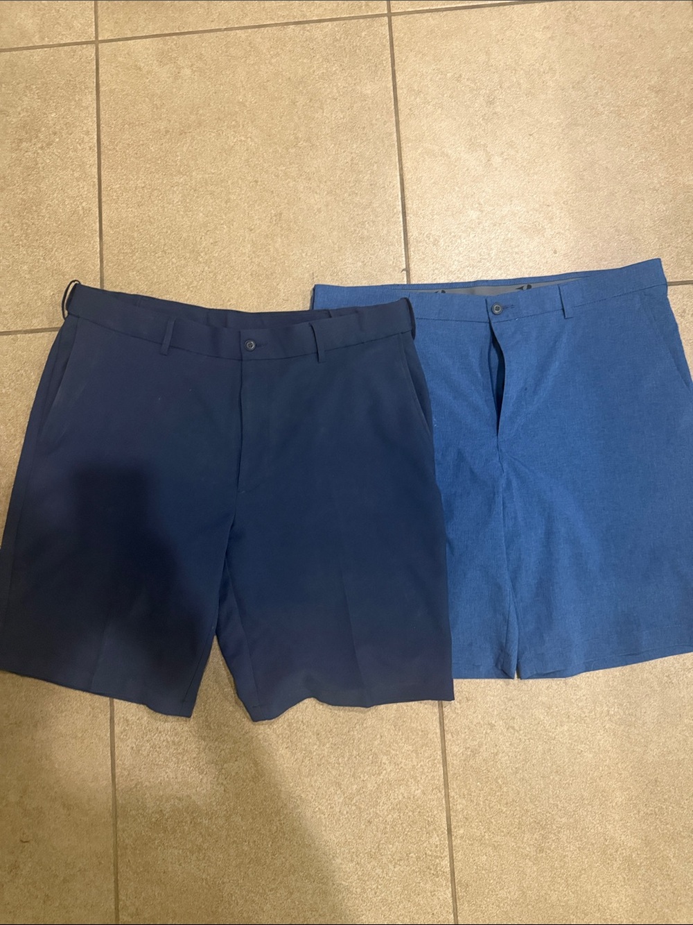 Men's Flat Front Performance Shorts in Navy and Blue